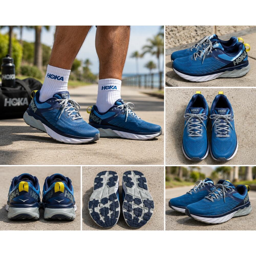 HOKA Arahi 3 Men’s Size 11 Blue Yellow Stability Running Shoes BSMI EU 45⅓
